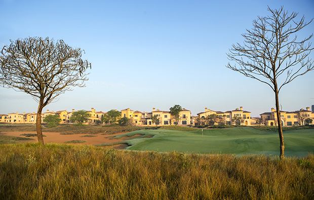 2nd hole,  jumeirah golf club fire course, dubai, united arab emirates