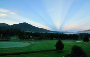 sunset at bali handara golf country club, bali, indonesia