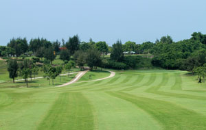 freshly mown fairway, vung tao paradise golf resort, ho chi minh, vietnam